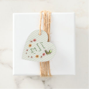 Cute Caterpillar Garden Baby Shower Heart Shape Favor Tags