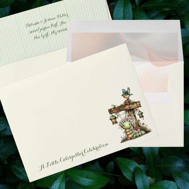 Cute Caterpillar Garden Baby Shower Invitation Envelope (Creator Uploaded)