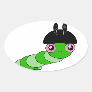 Cute Caterpillar Oval Sticker
