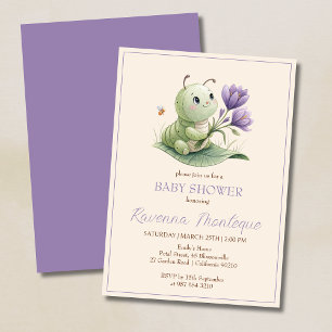 Cute Caterpillar Personalized Name Baby Shower Invitation