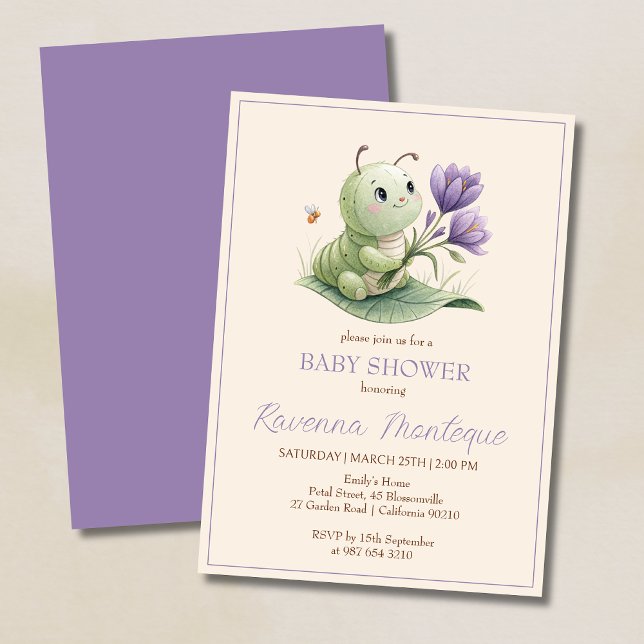 Cute Caterpillar Personalized Name Baby Shower Invitation (Creator Uploaded)