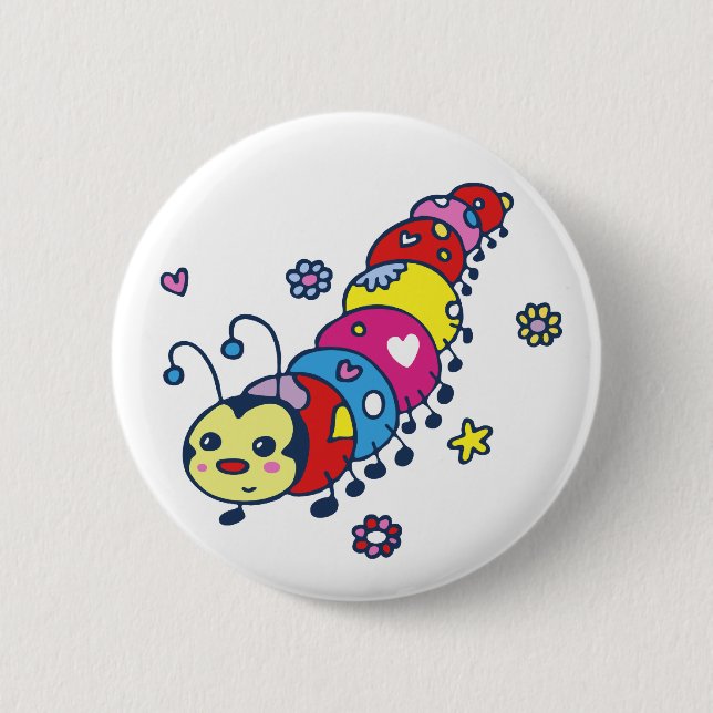Cute Caterpillar Pinback Button (Front)