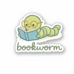 Cute Caterpillar Reading Book Sticker
