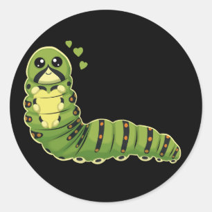 Cute Caterpillar with Hearts Classic Round Sticker