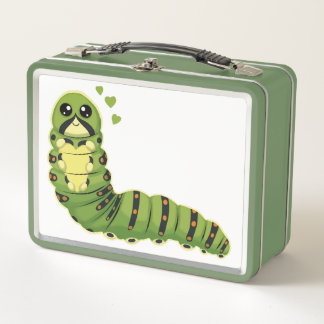 Cute Caterpillar with Hearts Metal Lunch Box