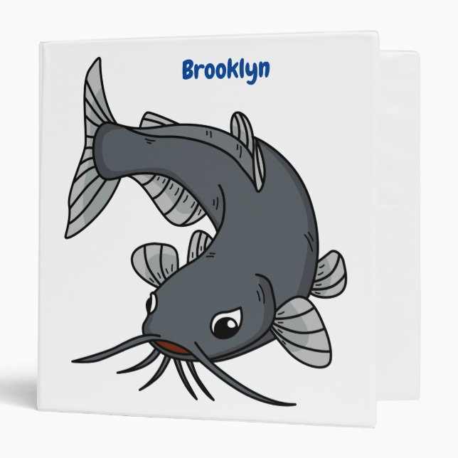 Cute catfish cartoon illustration  3 ring binder (Front/Inside)