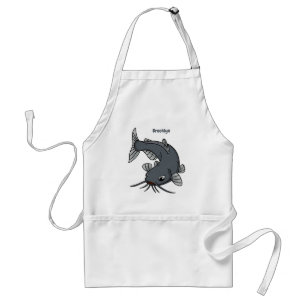 Cute catfish cartoon illustration adult apron