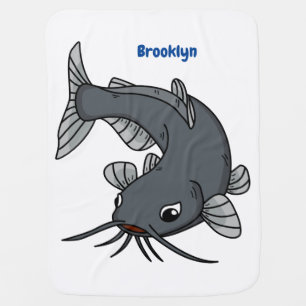 Cute catfish cartoon illustration baby blanket