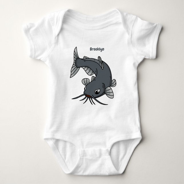 Cute catfish cartoon illustration baby bodysuit (Front)