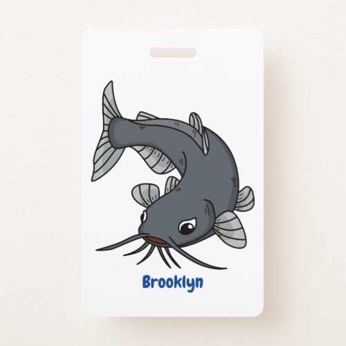 Cute catfish cartoon illustration badge