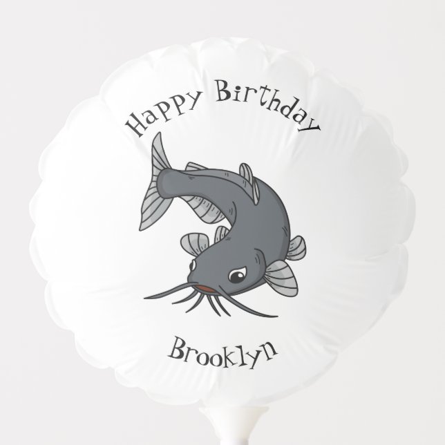 Cute catfish cartoon illustration  balloon (Front)