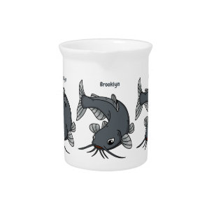 Cute catfish cartoon illustration beverage pitcher