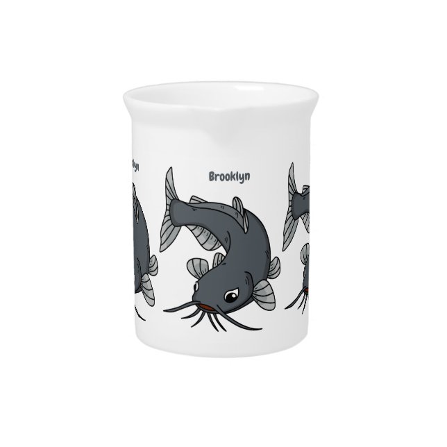 Cute catfish cartoon illustration beverage pitcher (Front)