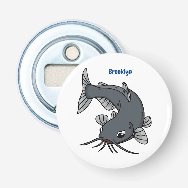 Cute catfish cartoon illustration  bottle opener (Front)