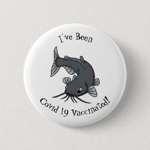Cute catfish cartoon illustration button