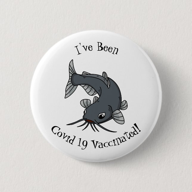 Cute catfish cartoon illustration button (Front)