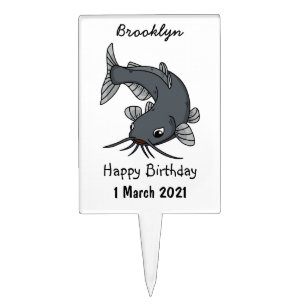 Cute catfish cartoon illustration cake topper