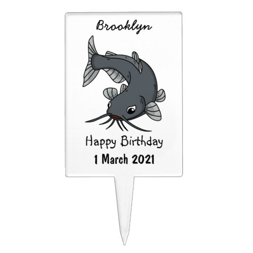 Cute catfish cartoon illustration  cake topper