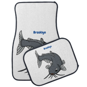 Cute catfish cartoon illustration car floor mat