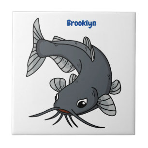 Cute catfish cartoon illustration ceramic tile