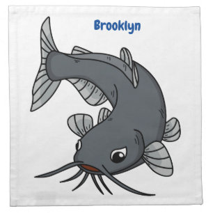 Cute catfish cartoon illustration cloth napkin