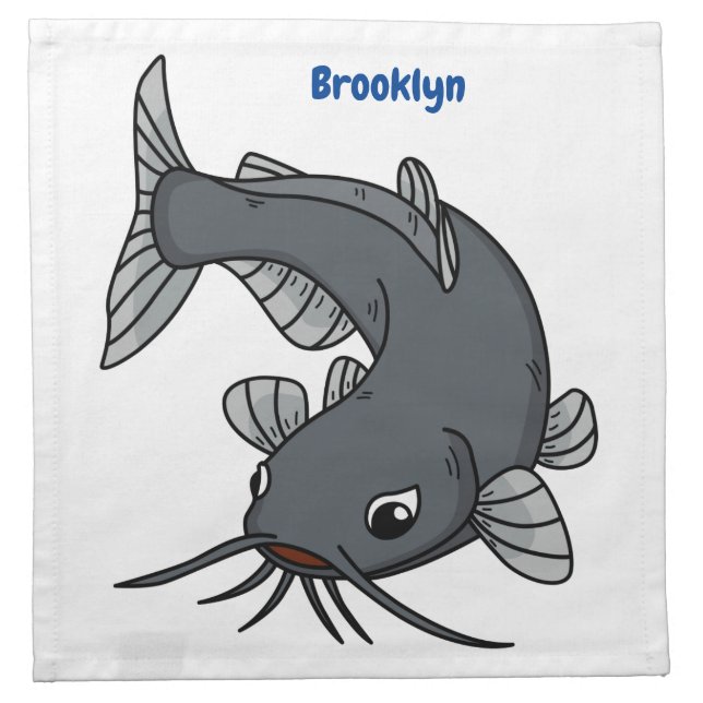 Cute catfish cartoon illustration cloth napkin (Front)