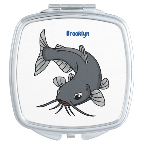 Cute catfish cartoon illustration  compact mirror