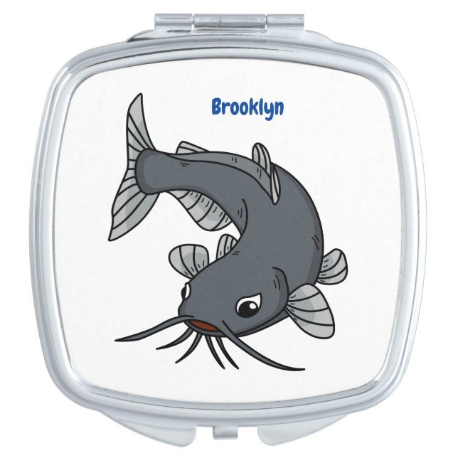 Cute catfish cartoon illustration  compact mirror (Front)