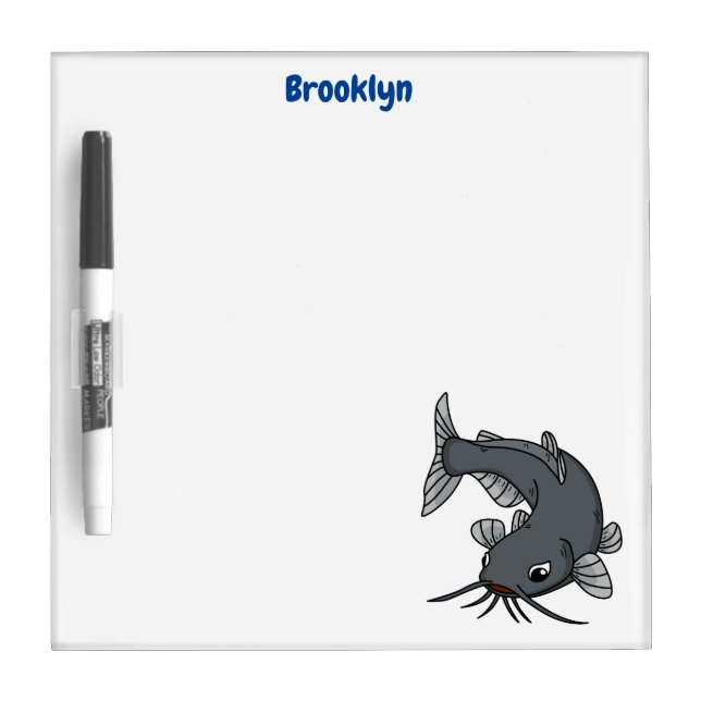 Cute catfish cartoon illustration   dry erase board (Front)