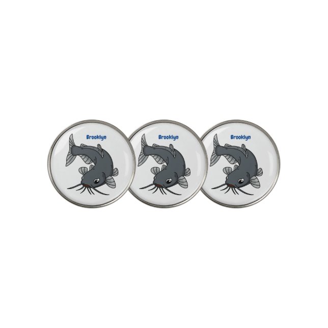 Cute catfish cartoon illustration  golf ball marker (3 Up)