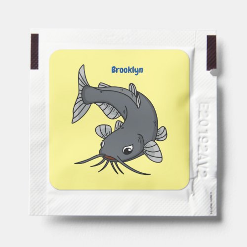 Cute catfish cartoon illustration hand sanitizer packet