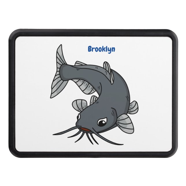 Cute catfish cartoon illustration  hitch cover (Front)