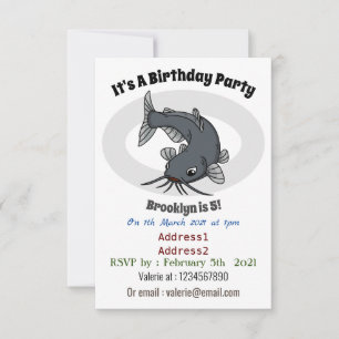 Cute catfish cartoon illustration invitation