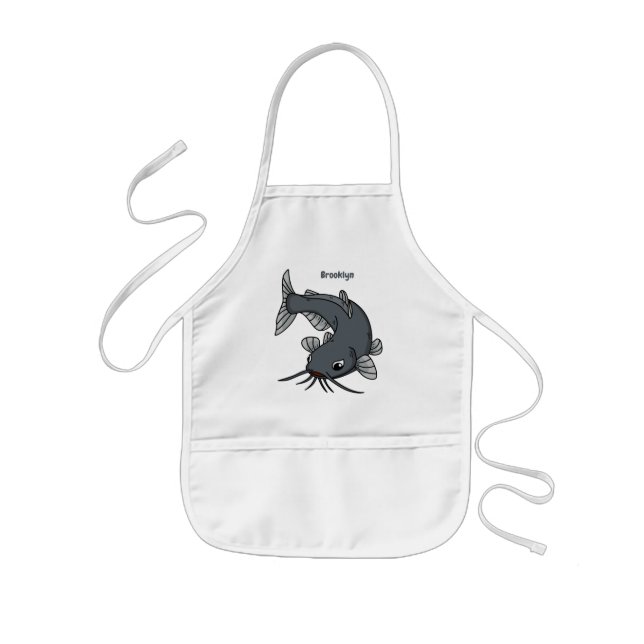 Cute catfish cartoon illustration kids' apron (Front)