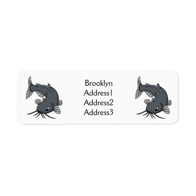 Cute catfish cartoon illustration label (Front)