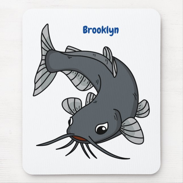 Cute catfish cartoon illustration  mouse pad (Front)