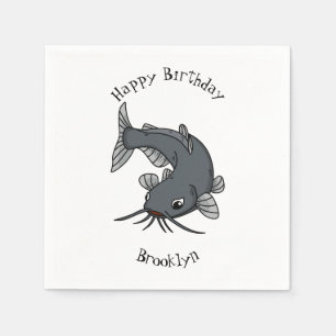 Cute catfish cartoon illustration napkins