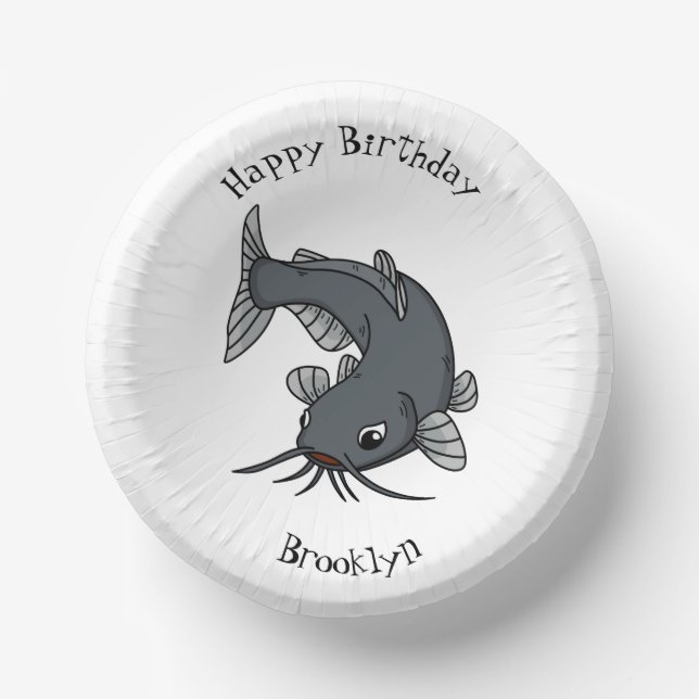 Cute catfish cartoon illustration paper bowls (Front)