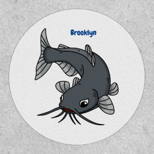 Cute catfish cartoon illustration patch