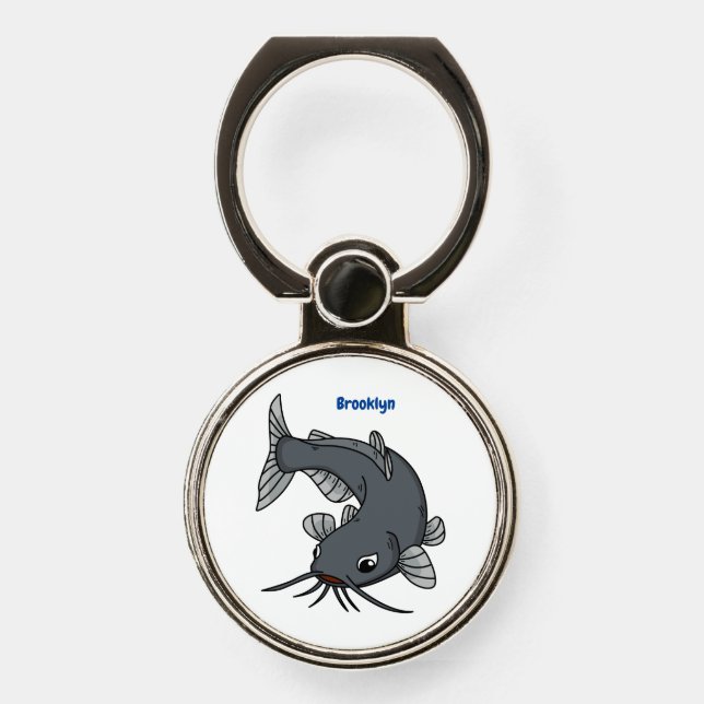 Cute catfish cartoon illustration  phone ring stand (Front)