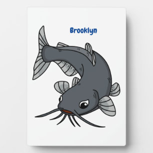 Cute catfish cartoon illustration plaque