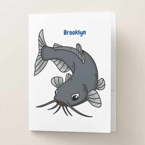 Cute catfish cartoon illustration  pocket folder