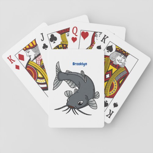 Cute catfish cartoon illustration poker cards