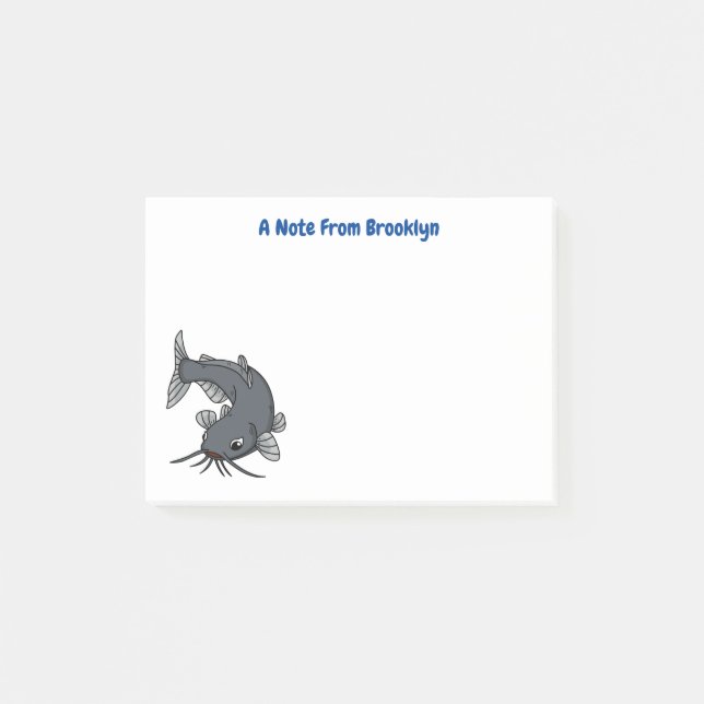 Cute catfish cartoon illustration post-it notes (Front)