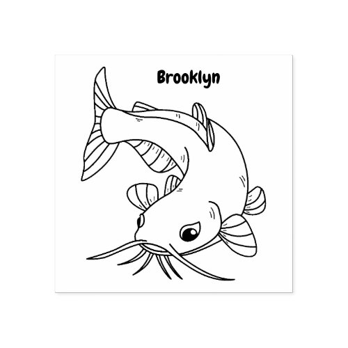 Cute catfish cartoon illustration rubber stamp