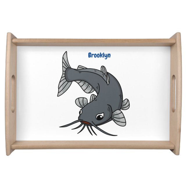 Cute catfish cartoon illustration  serving tray (Front)