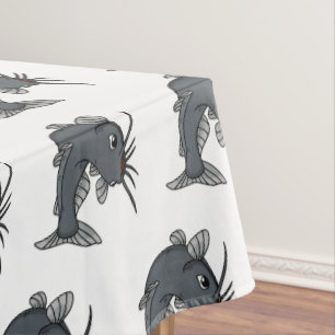 Cute catfish cartoon illustration tablecloth