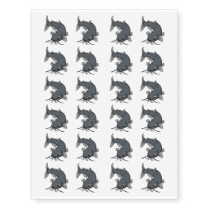 Cute catfish cartoon illustration temporary tattoos