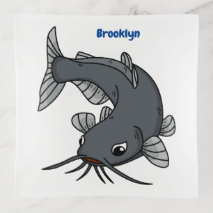 Cute catfish cartoon illustration trinket tray
