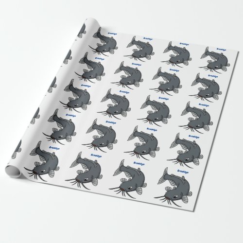 Cute catfish cartoon illustration wrapping paper